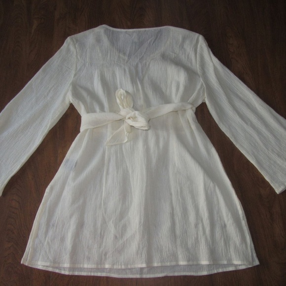 Bandolino 6 Cream Crinkle Shirt  W/ Tie Back NWT - Picture 6 of 6